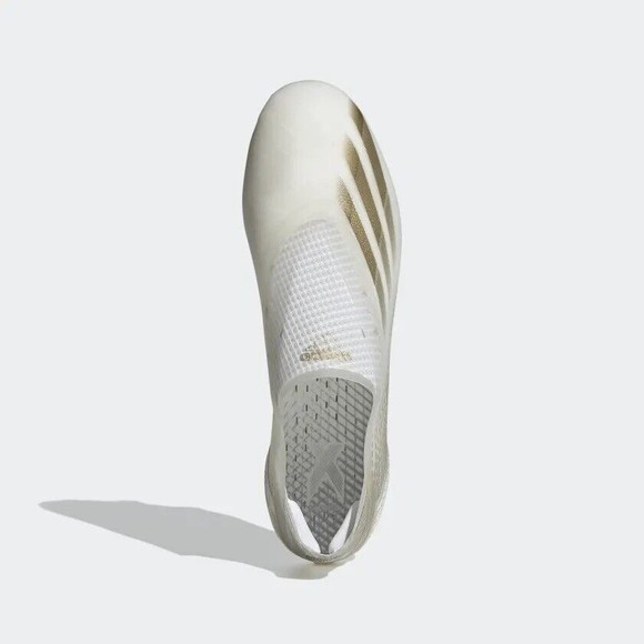 MEN\'S Adidas X Ghosted+ FG Soccer Cleats White Metallic Gold Melange EG8249 main image 4